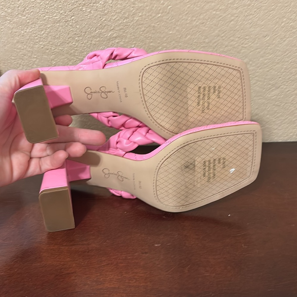 Jessica Simpson Barbie Core Pink Thong Heels Sz 9 - Picture 5 of 10